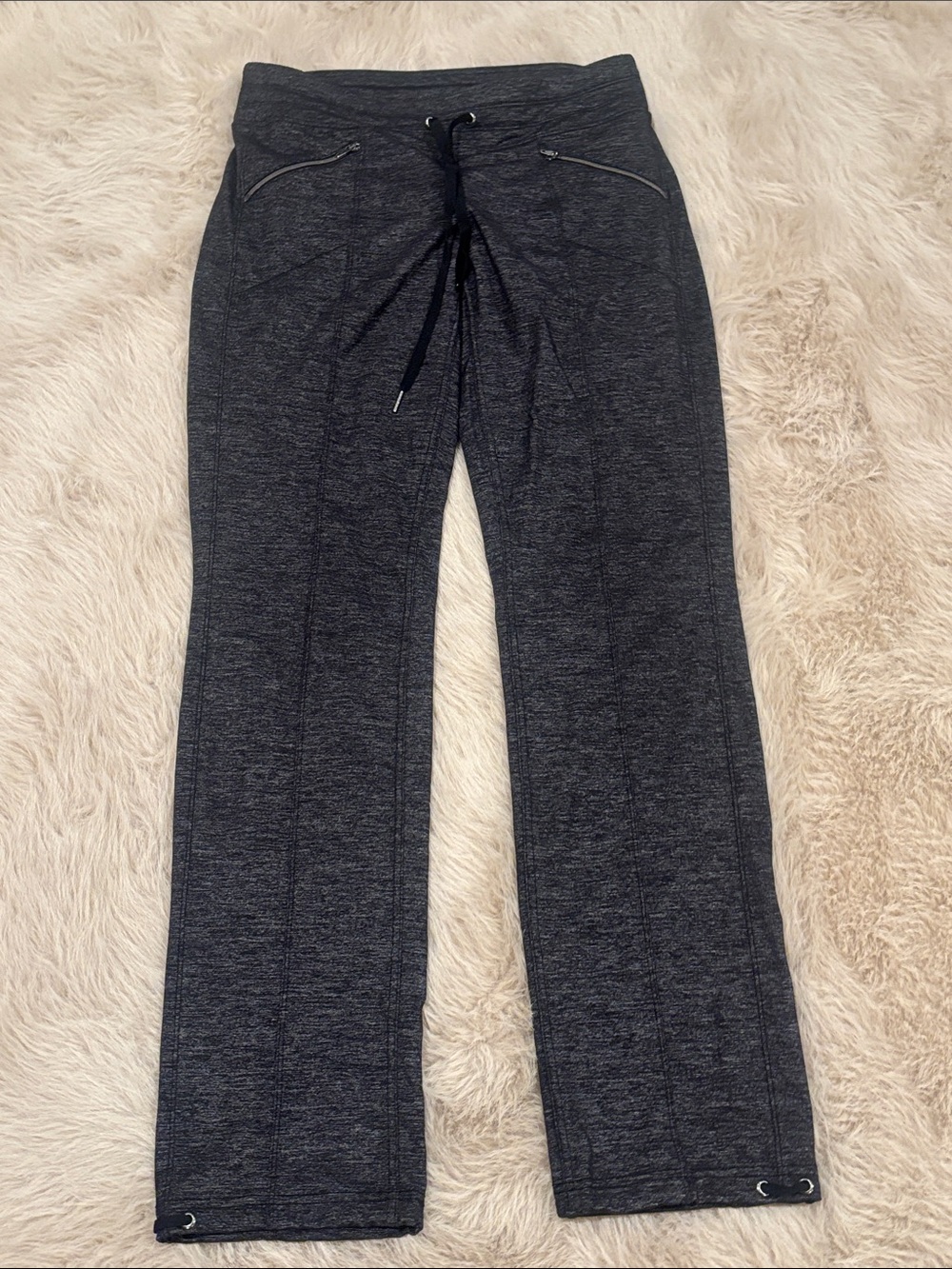 Athleta Dark Charcoal Drawstring Jogger Pants with Zip Pockets